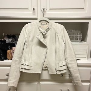 DVF leather jacket in the prettiest bone color
